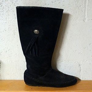 Hush Puppies 8 1/2 AA Black Suede Boots